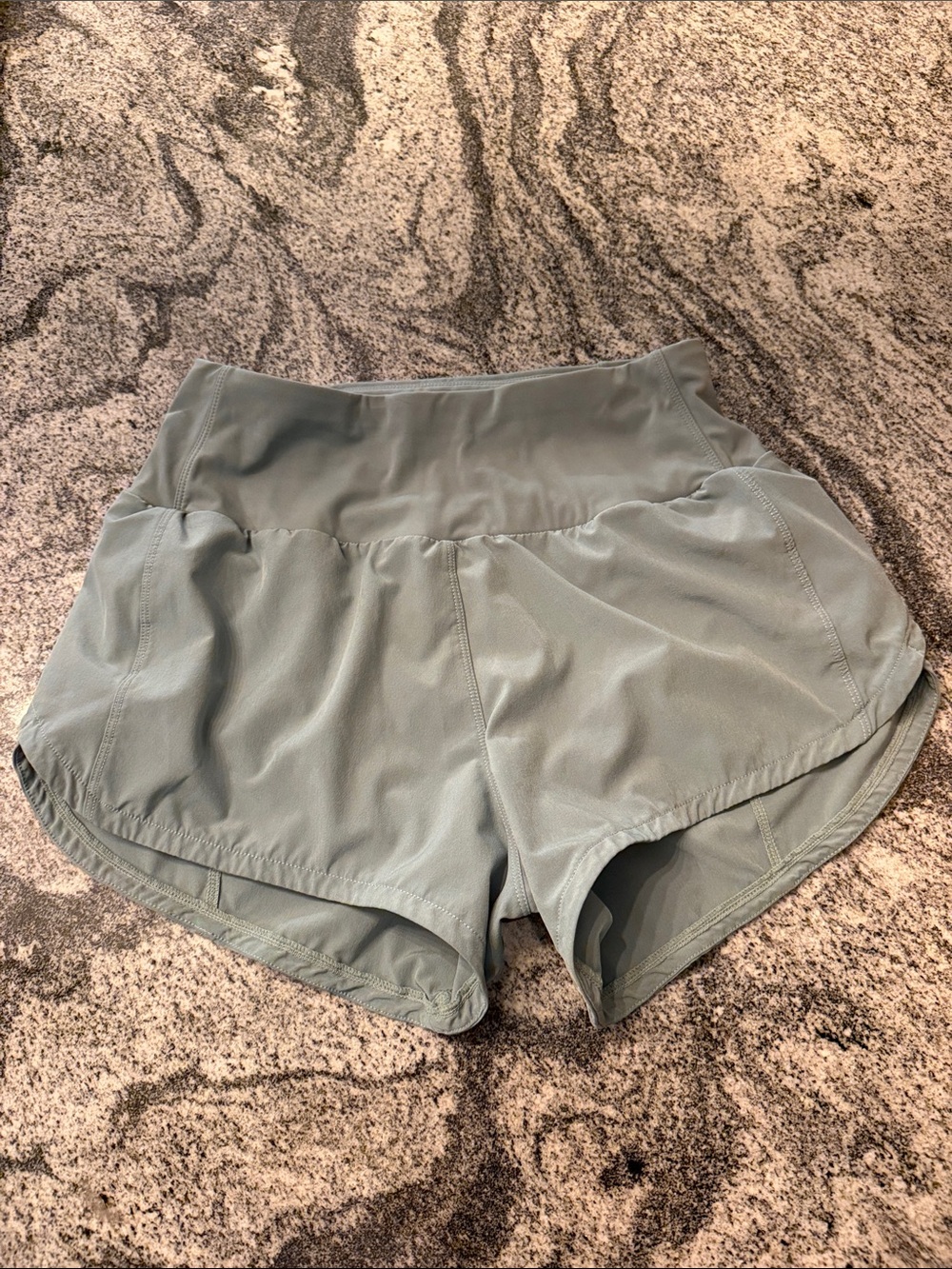 High-Waist Women's Athletic Shorts in Sage Green